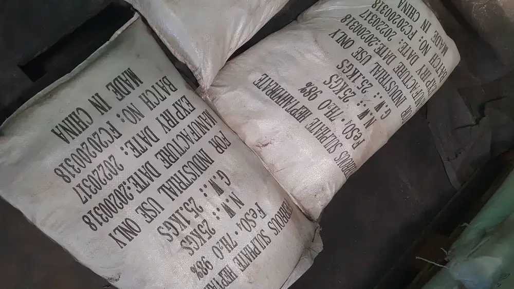 Jual bahan kimia Ferro sulfate ferro sulfat, zak 25 kg