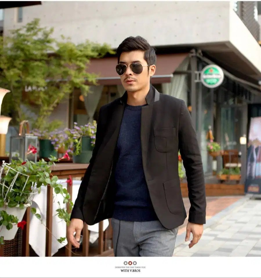 Blazer Casual Black Semi Coat Korean Style - SK41