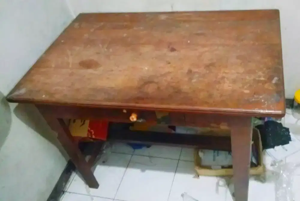 meja kayu jati kuno kuat kokoh tebal
