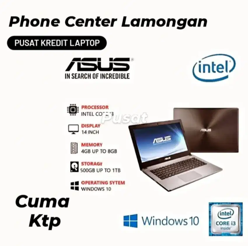 Laptop Asus Core i3 Bisa Bunga 0 %