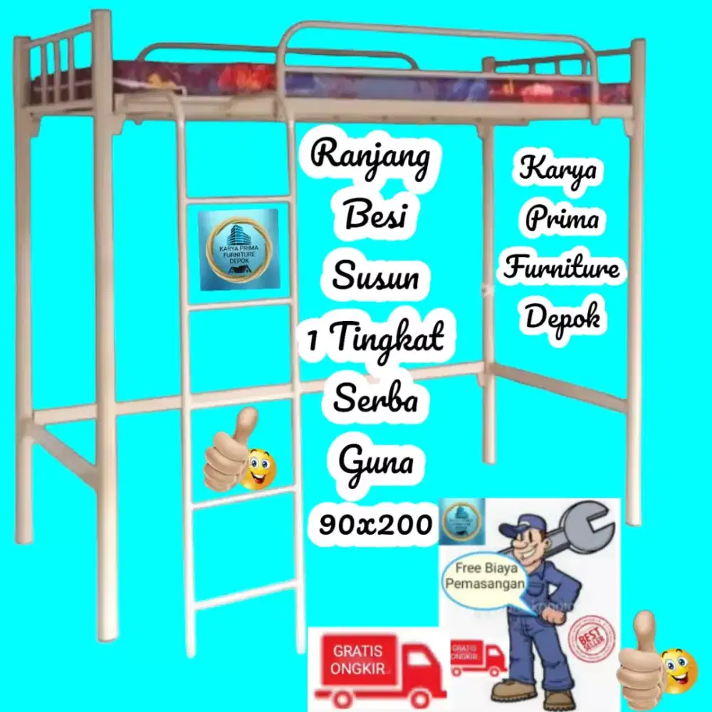 Ranjang Besi Susun Serbaguna 1 Tingkat 90x200 kuat awet hanya1.450.000