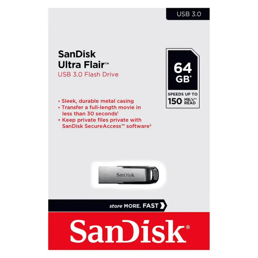 Flashdisk SanDisk 64GB Ultra Flair CZ73 Metal USB 3.0 Speed 150Mbps