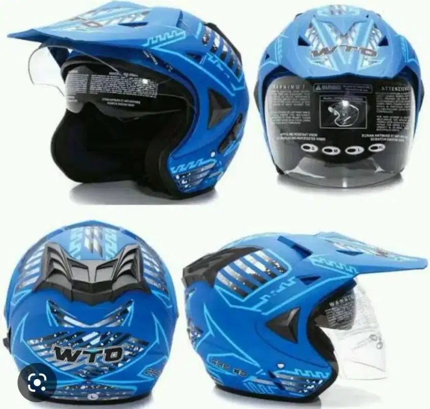 helm helmet WTO pro-sight cross double visor warna doff blue. new.