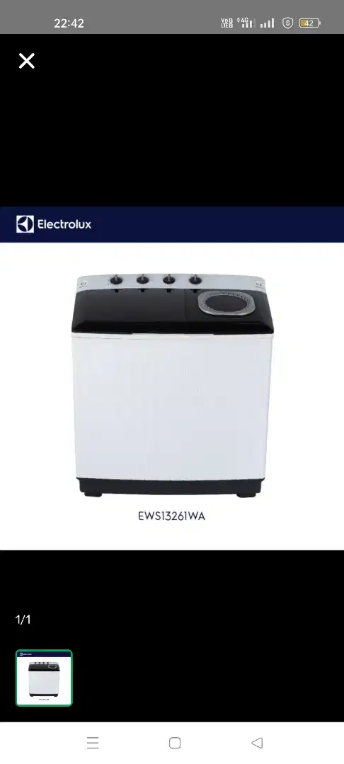 Mesin Cuci Twin Tub Elektrolux ESW13261WA