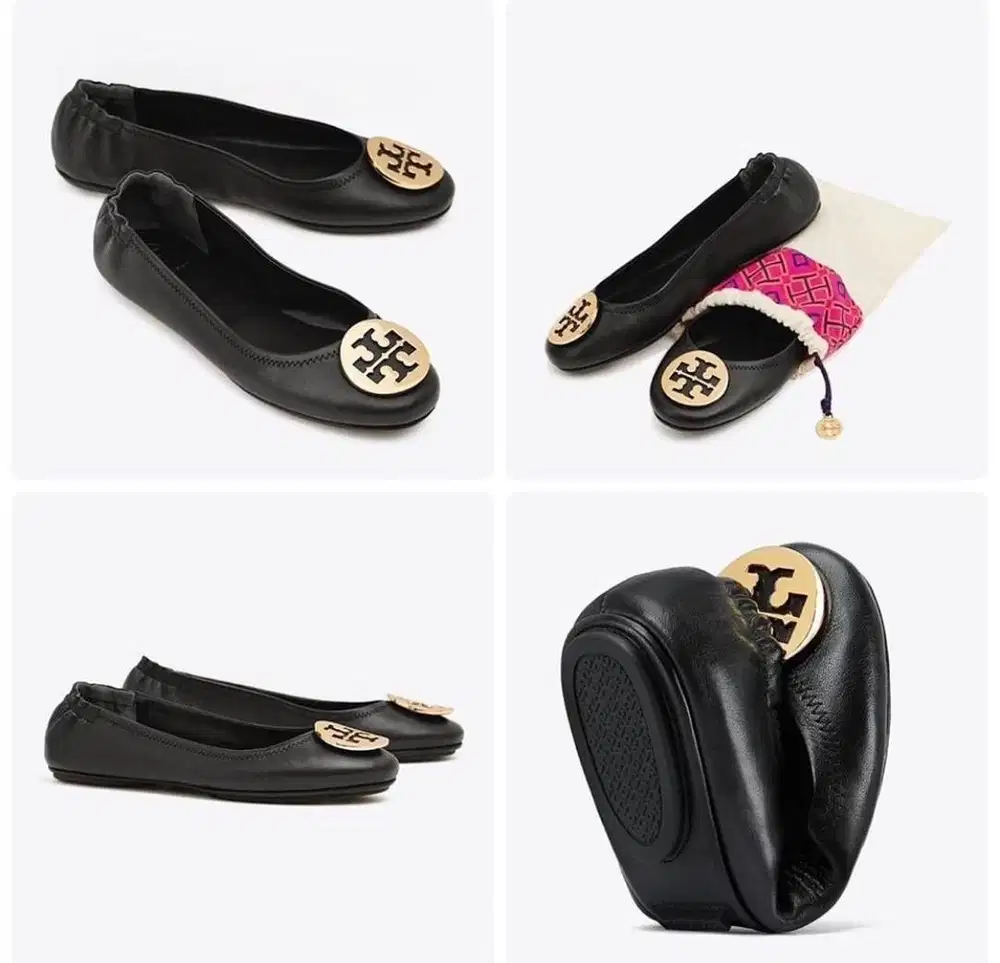 tory burch minnie travel flat black shoes