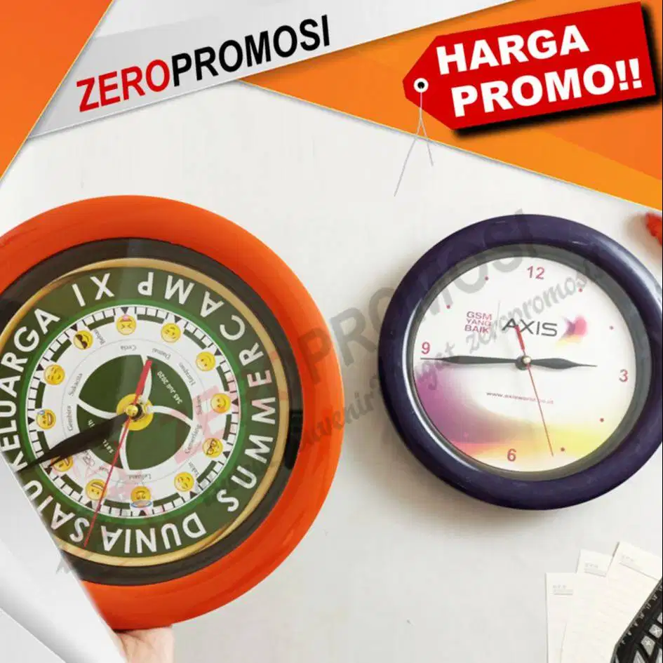 Jam Dinding Promosi Tipe 196H Bisa Cetak Logo Harga Murah