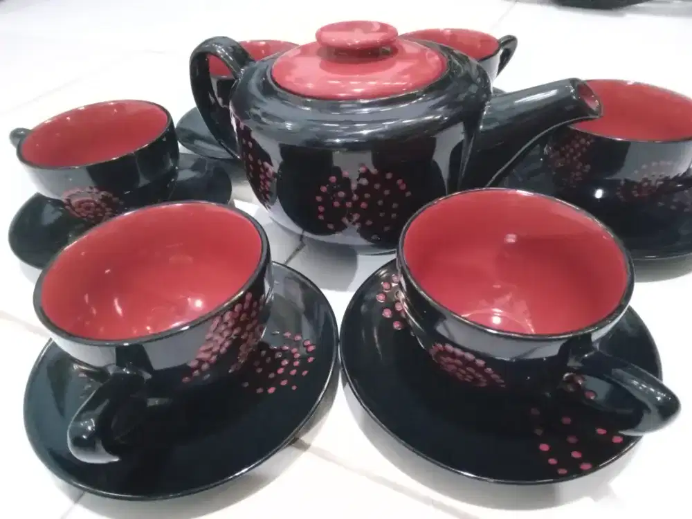 Tea set keramik antik koleksi lawas dekorasi vintage retro jadul rare