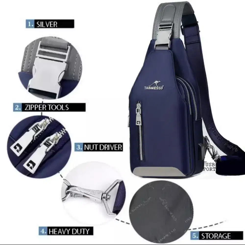 Tas selempang bonus dompet, headset & jam tangan digital