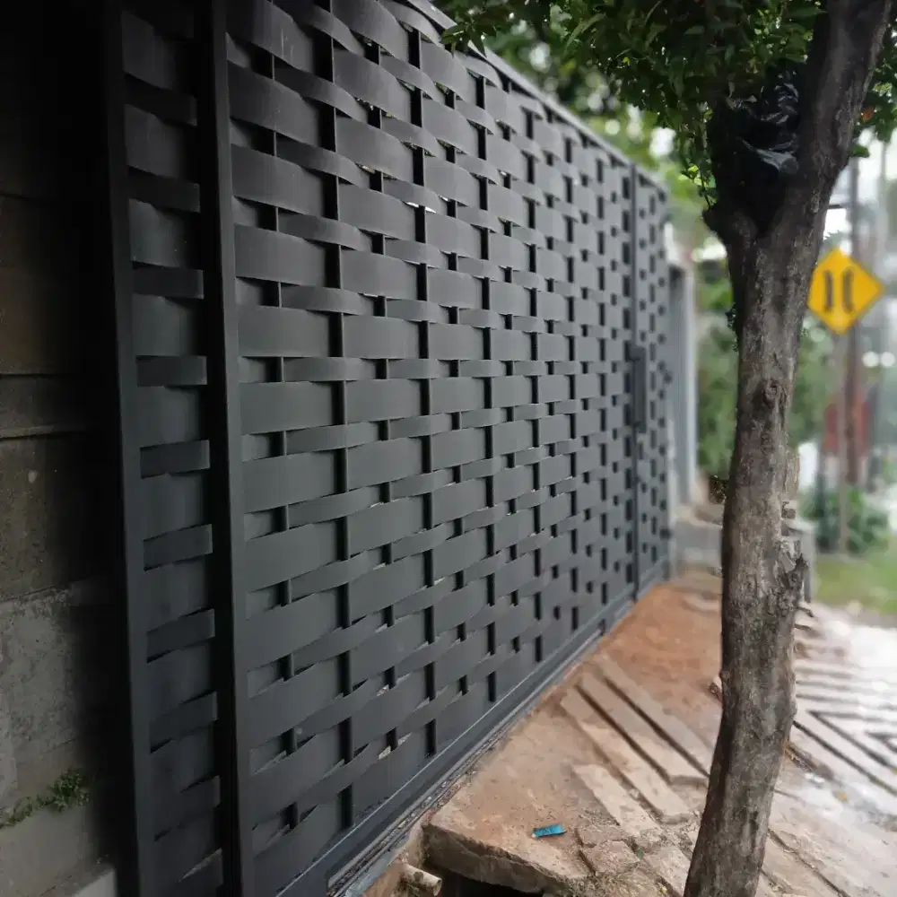 Pagar plat anyam lipat/dorong