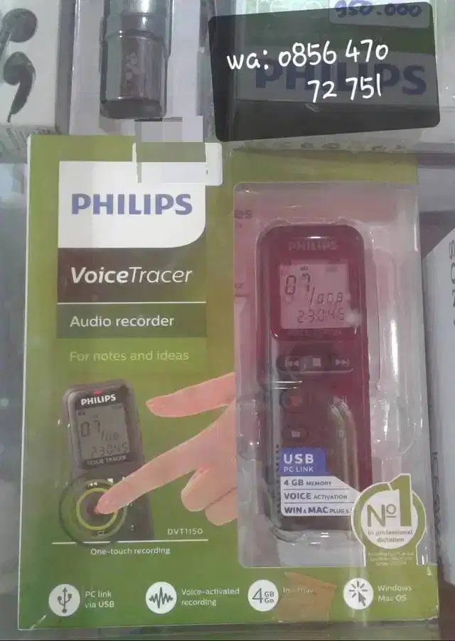 Voice Recorder Tracer Philips Audio Perekam Suara