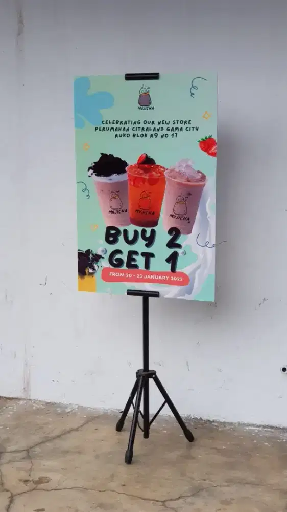 Tripod banner 2 sisi baru + foamboard harga grosir