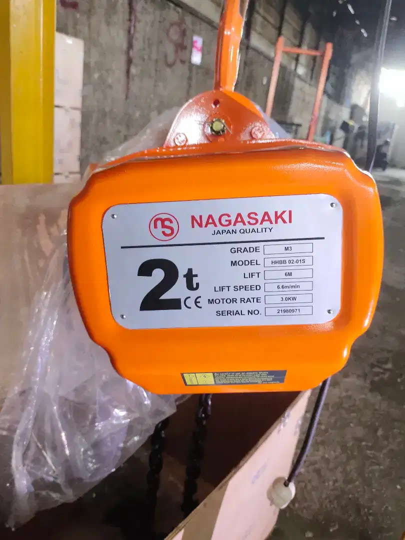 Electric Chain Hoist 2 Ton x 6 Meter (1 jalur) Nagasaki Japan