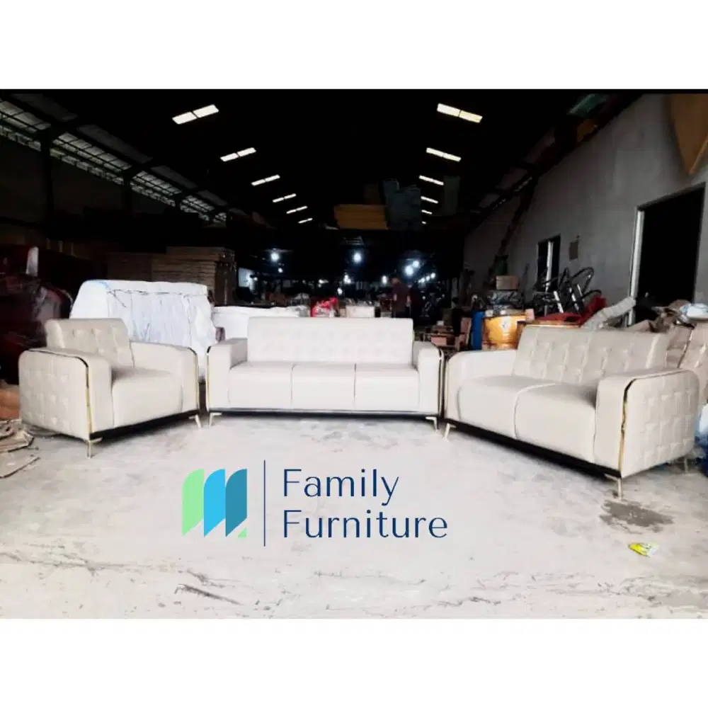 1 Set Sofa Minimalist 3 Seat + 2 Seat + 1 Seat & 1 Buah Meja Tamu