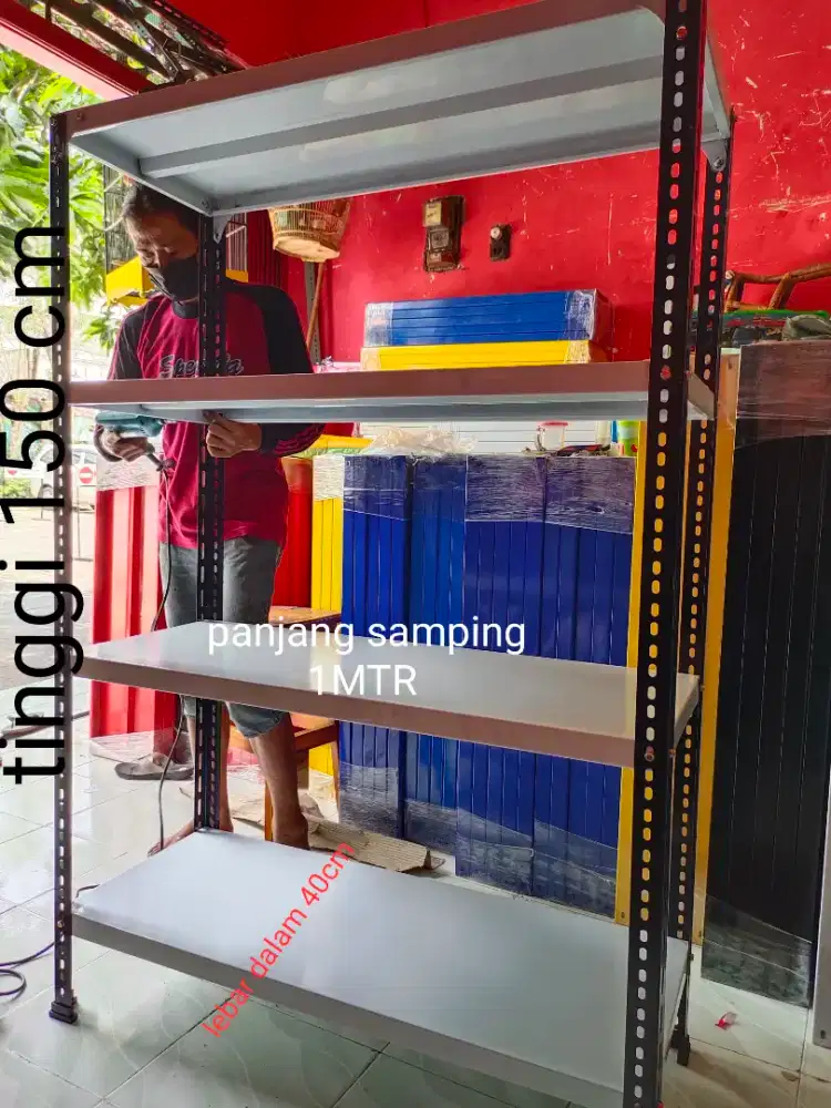 Rak besi siku susun 5 bisa bongkar pasang
