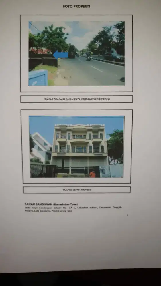 Dijual ruko gudang kendangsari industri kutisari tenggilis