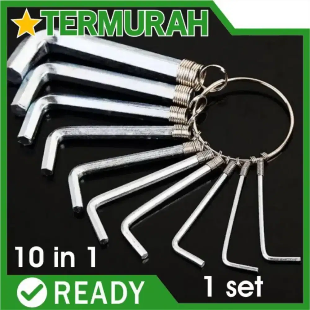 kunci L set 10pcs hex key ring 10set 10pc 10in1 tools wrench hexagon