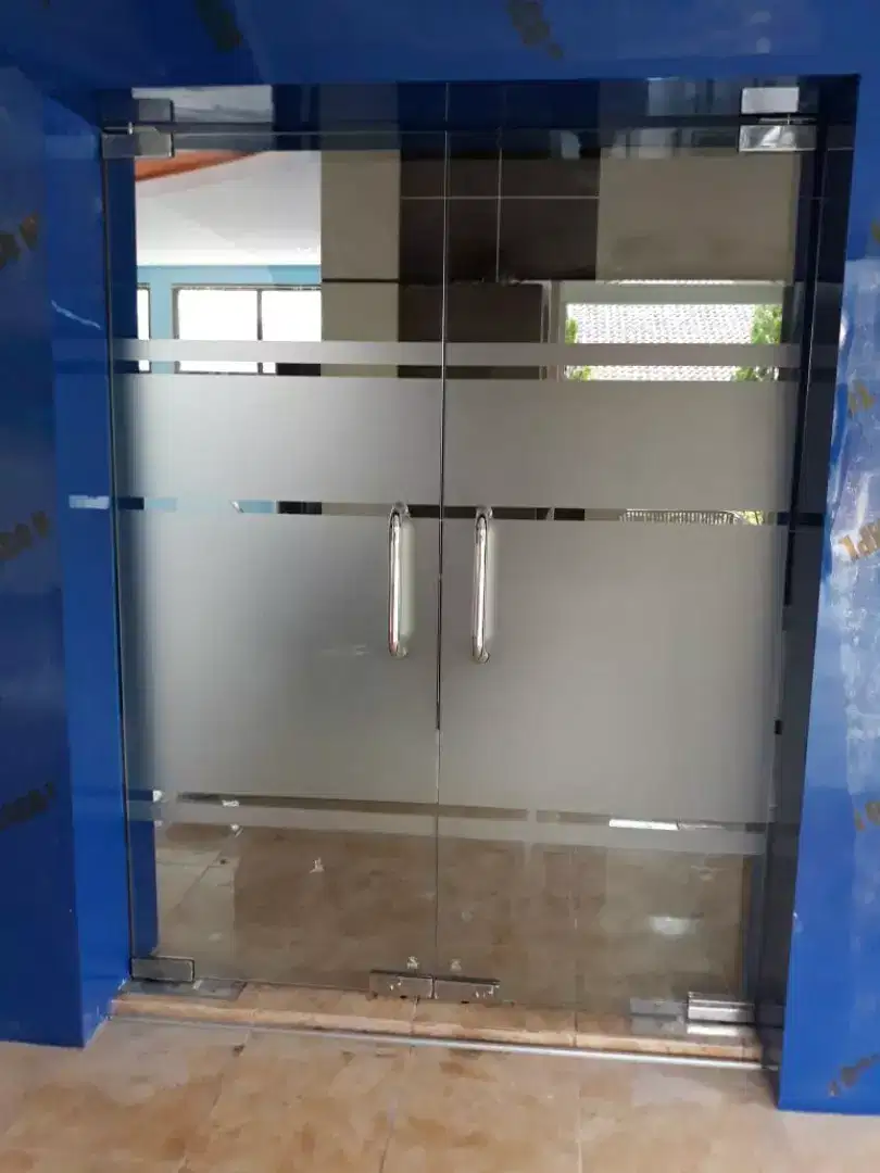 Pintu kaca tebal untuk bank mall kantor tempered glass kaca bank mall