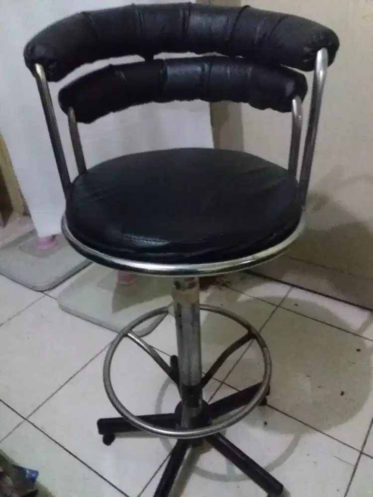 kursi tinggi putar stainlees+jok empuk oni