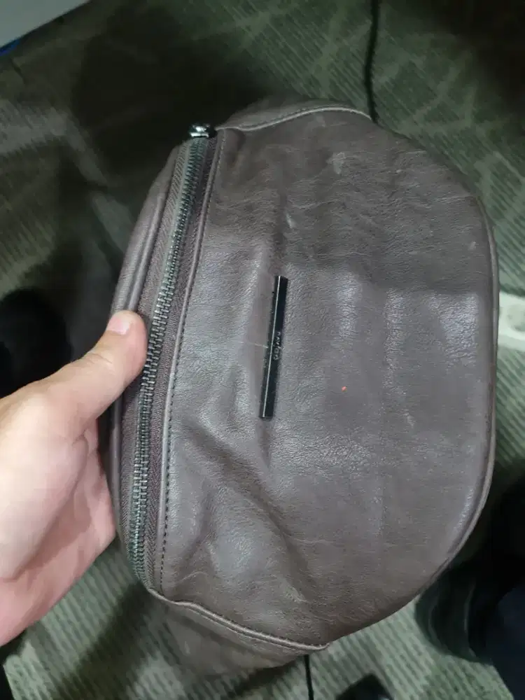 Waistbag Kulit Asli Tebal Warna Coklat Barang import