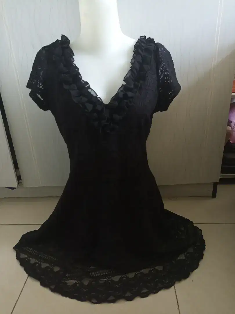 Dress brukat wanita preloved import original sz M - L elegant