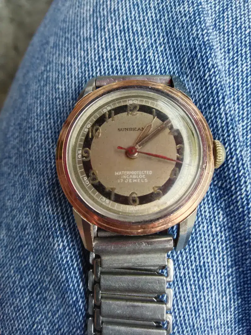 Jam Sunbeam ring emas Swiss manual