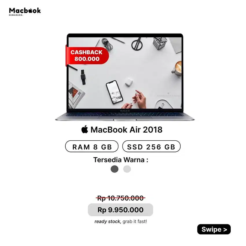 CASHBACK! MACBOOK AIR 2018 13 8/256GB