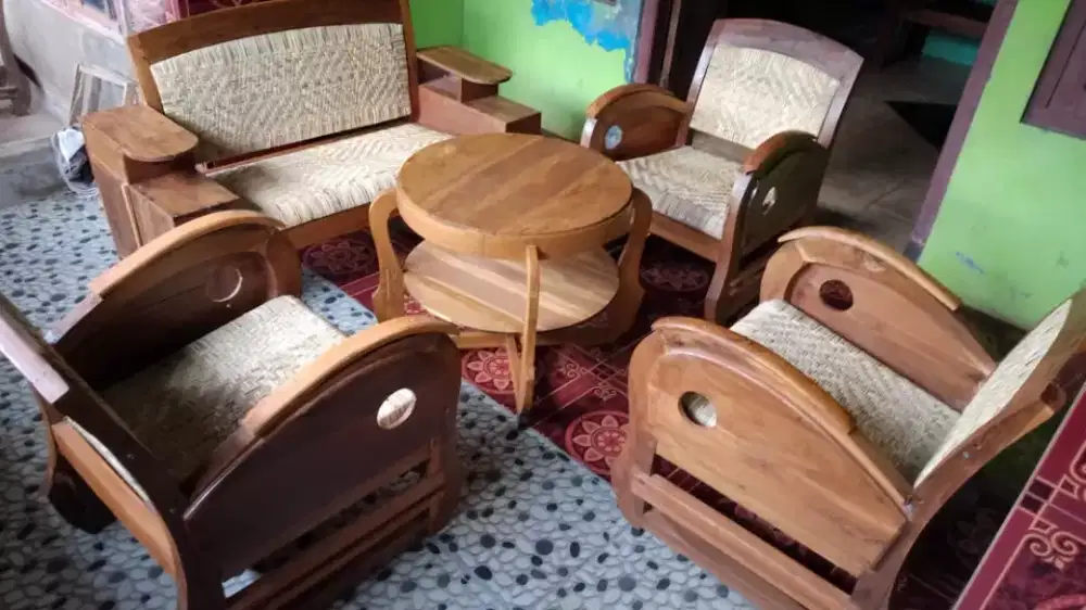 Set kursi jati tua babon angkrem kotak