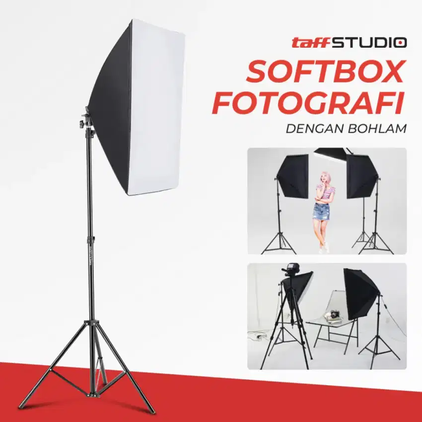 Taffstudio payung softbox reflektor fotografi+bohlam