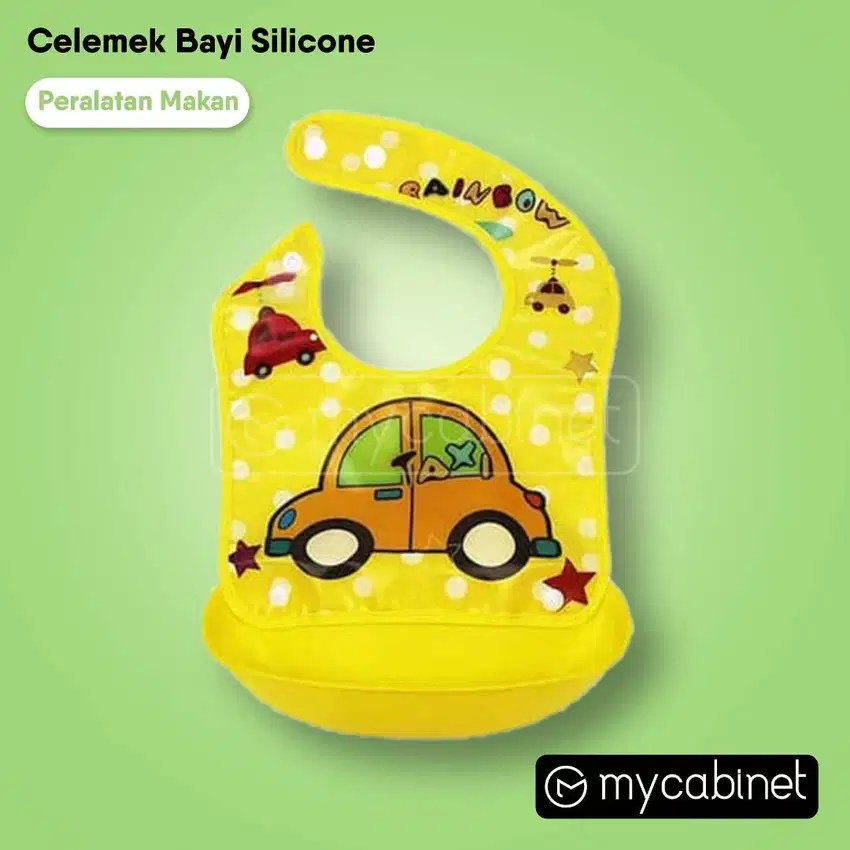 Slabber SiliconeWaterproof/Bib/Celemek Silikon Bayi Gambar Lucu