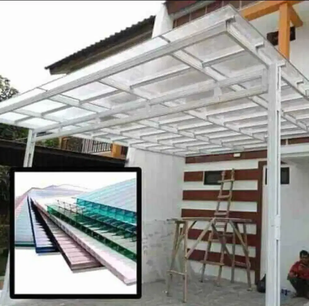 Kanopi Minimalis Kombinasi Atap Poli Karbonet