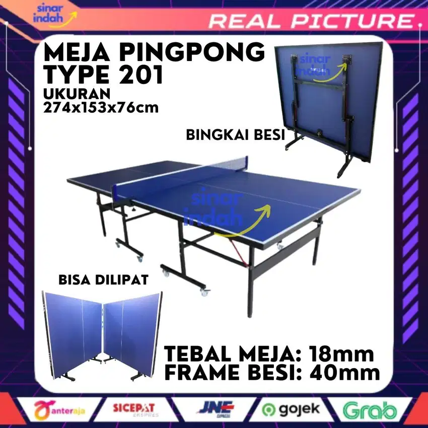 Meja Pingpong Meja Tenis Meja 201 16mm Roda Kecil Frame Besi 40mm