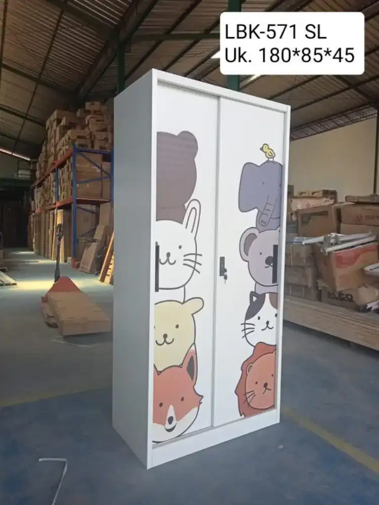 Lemari besi pakaian uk 90 motif gajah