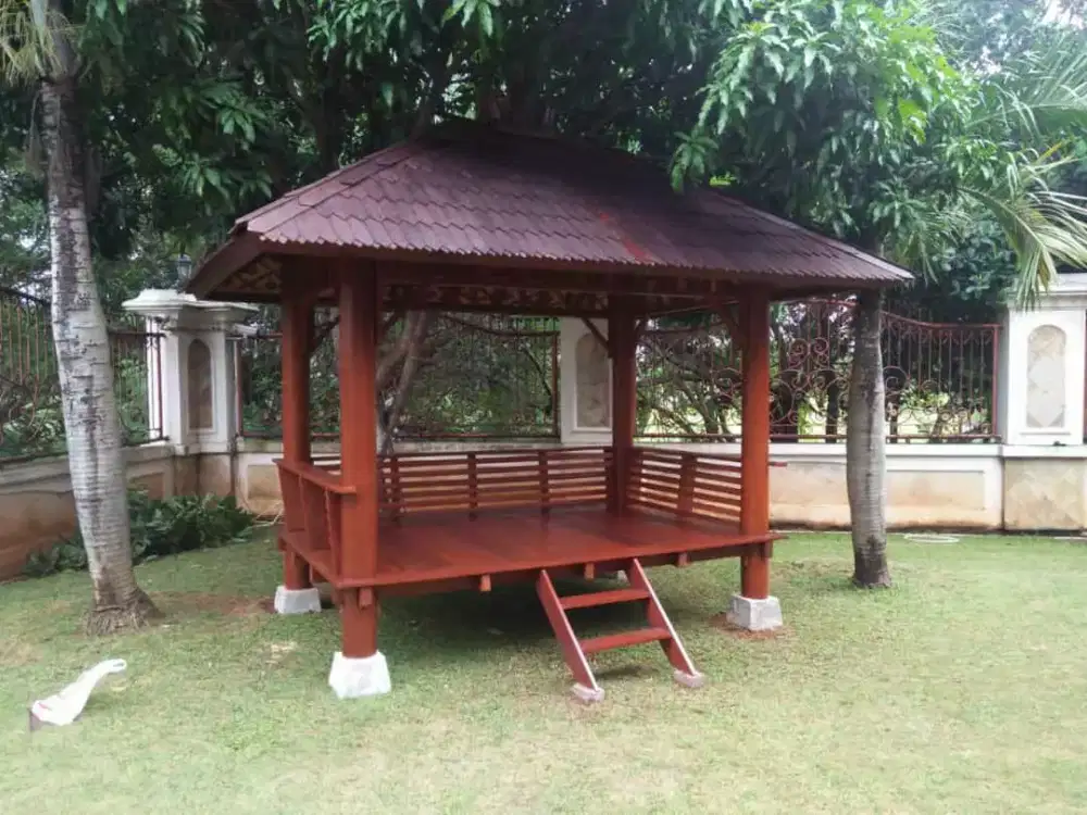 Pembuatan Saung Gazebo - Saung Bambu - Saung Kelapa