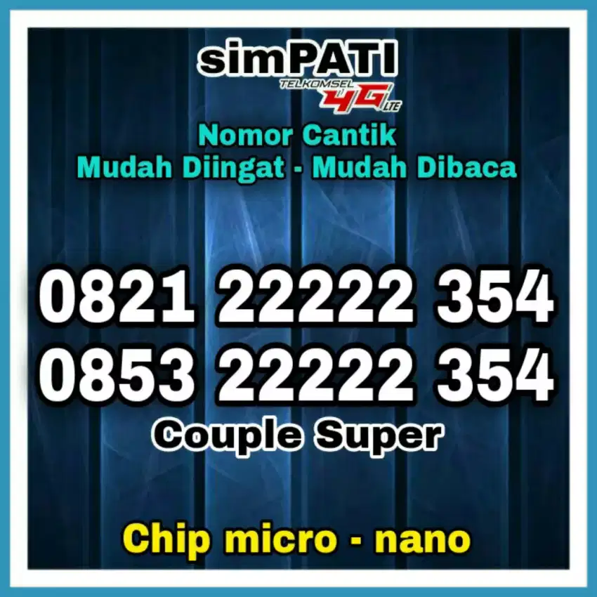 Nomor Cantik Simpati Couple Kartu As Panca 22222 Kartu Perdana Nomer