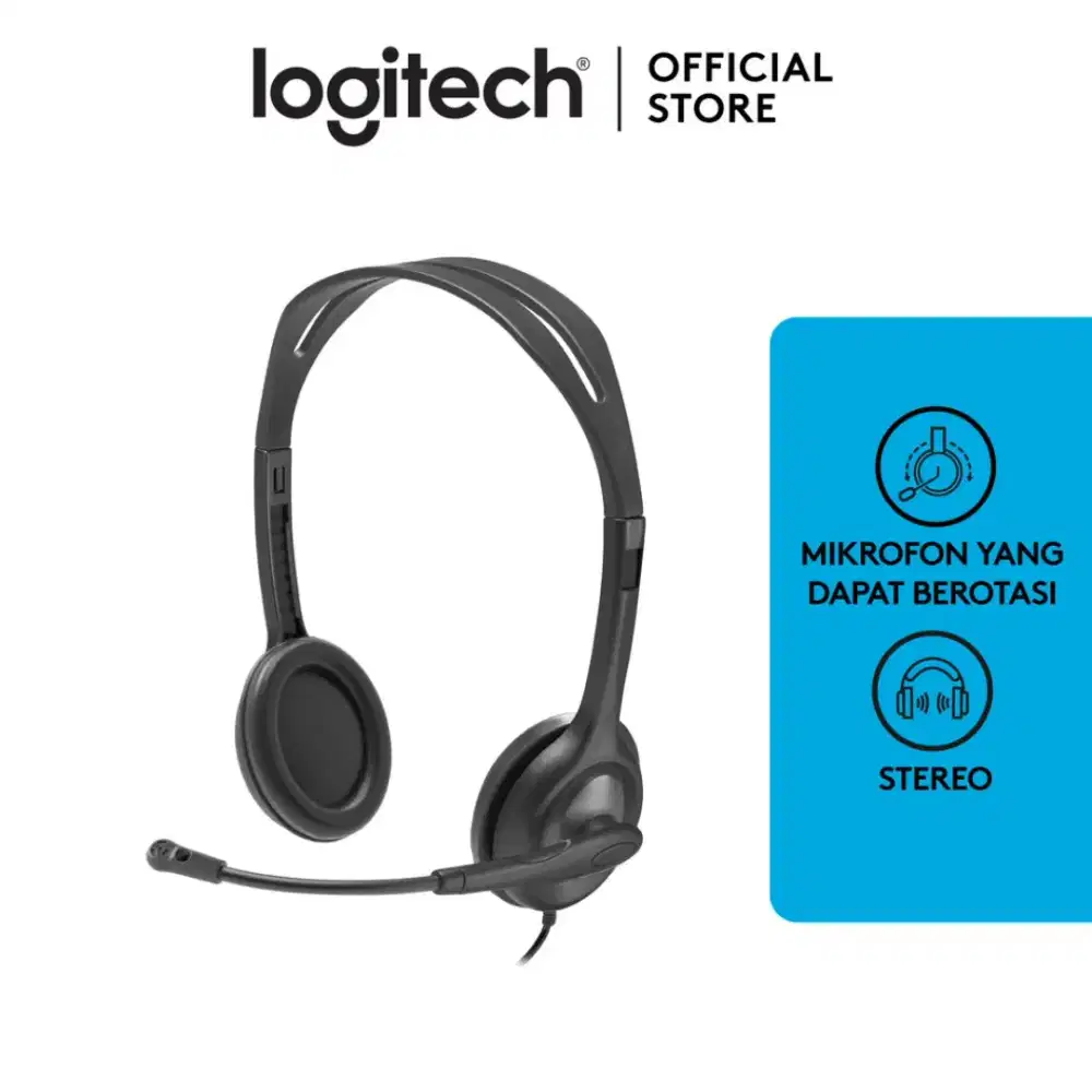 Logitech H111 Hedset Streo dengan Headband Adjustable dan SingleJack