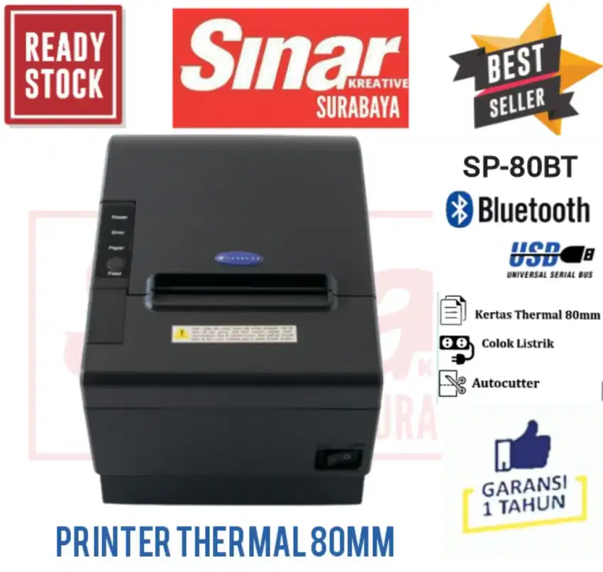 PRINTER THERMAL KASIR 80MM BLUETOOTH USB AUTOCUTTER GARANSI 1 TAHUN