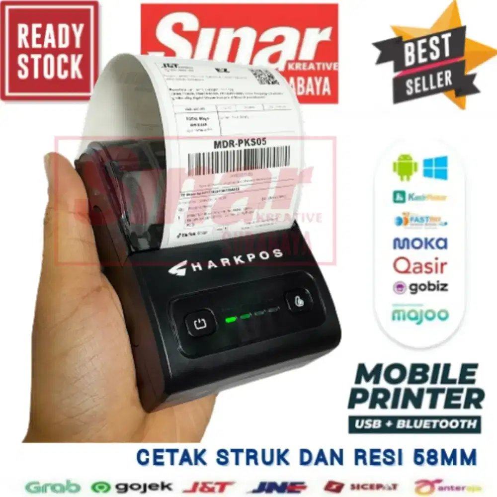 MINI PRINTER BLUETOOTH 58MM 5813 - CETAK STRUK KASIR DAN RESI STICKER