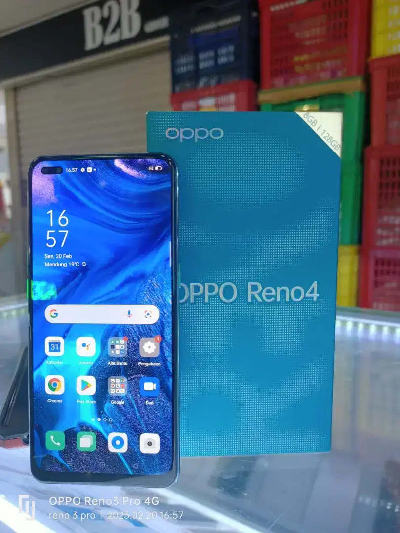 Oppo reno 4 komplit mulus ram 8+5/128gb kondisi oke bgt.