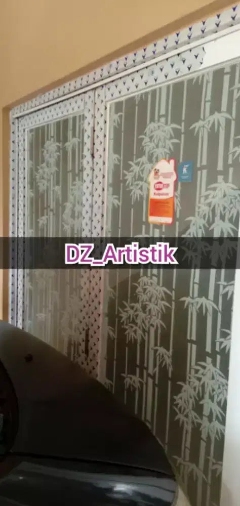 Stiker kaca motif bambu putih grosir !! promo!!