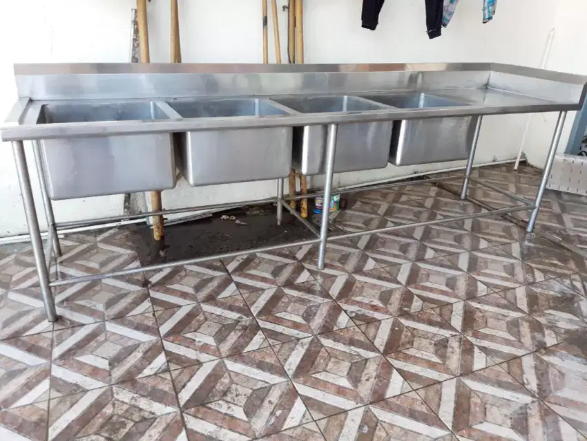 Sink stainless tempat cuci piring 304  peralatan dapur cafe & resto