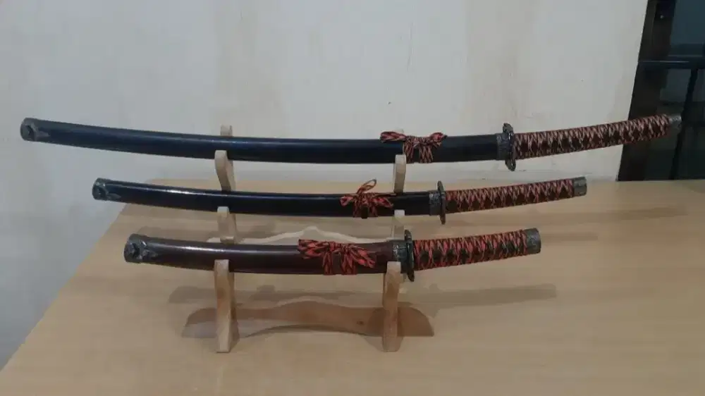 Pedang Samurai Baja Bagus Antik Langka 1set 3pedang