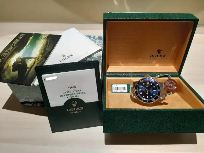 Jual BU Rolex submariner Blue sunburst 16613 fullset jarang pakai
