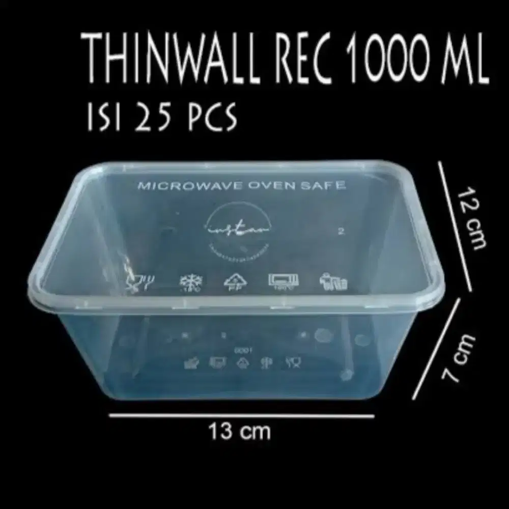 Thinwall 1000ml 1liter rectangular lux (1pack 25pcs)