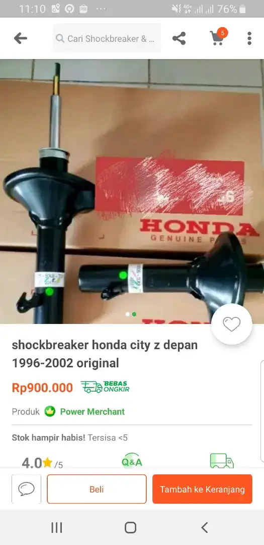 Shock breaker depan Honda City 1996-2002