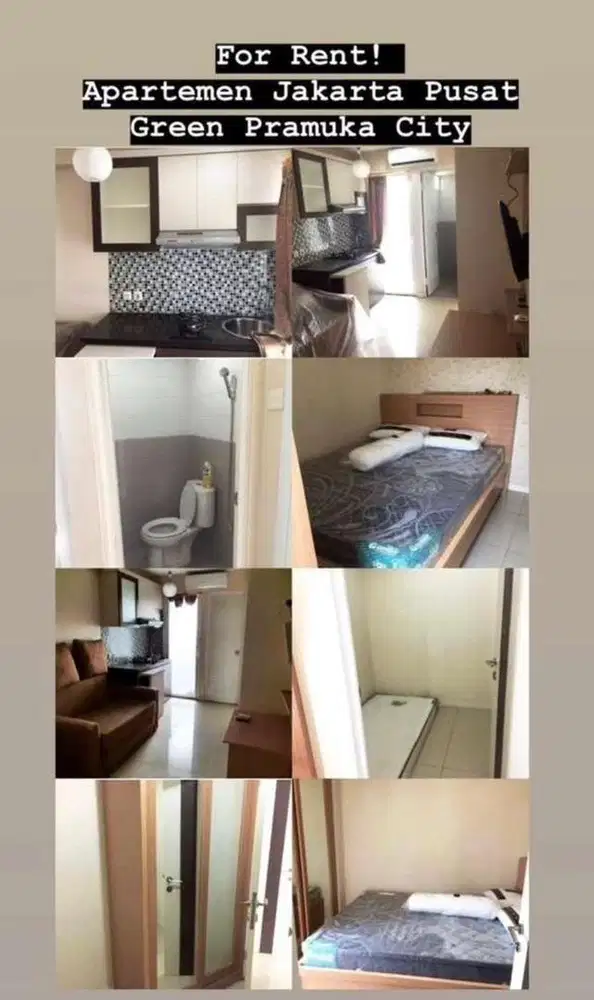 Apartemen SYARIAH Green Pramuka PEMILIK 2 kamar, tahunan, tower hijau
