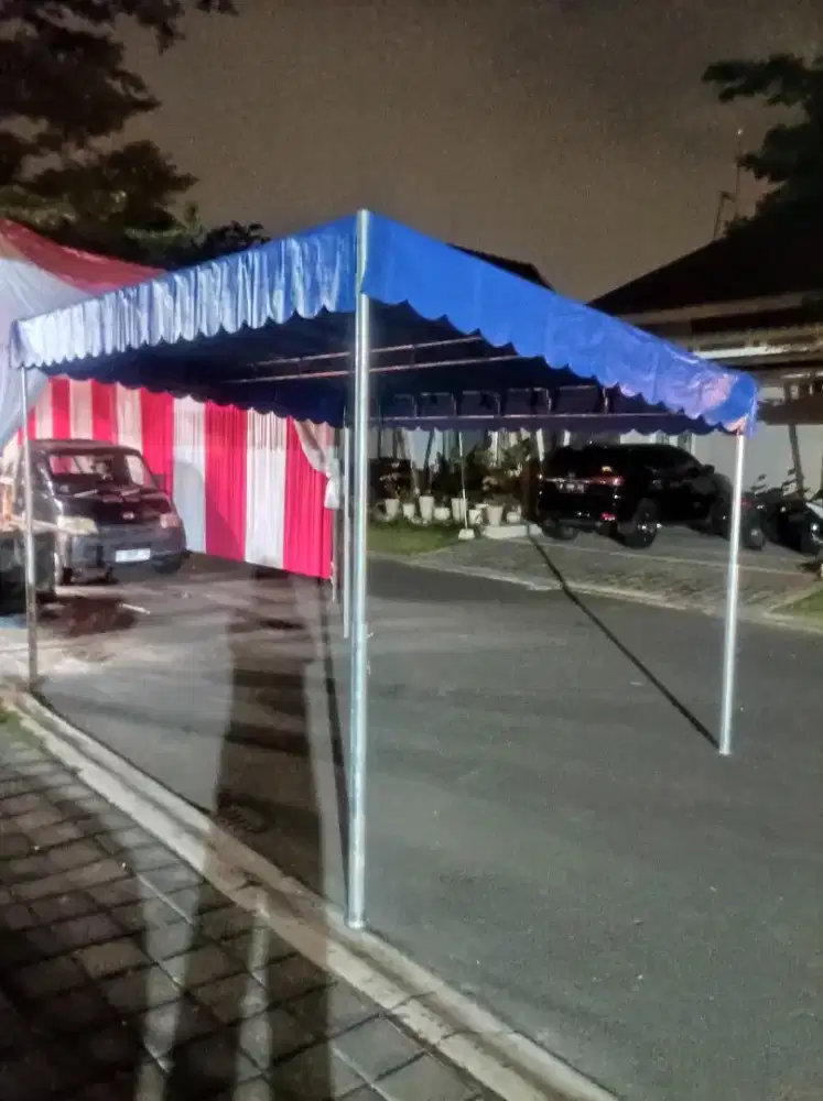 Tenda Cafe Kedai Angkringan Rangka Galvanis 3x4 Komplit Rumbai