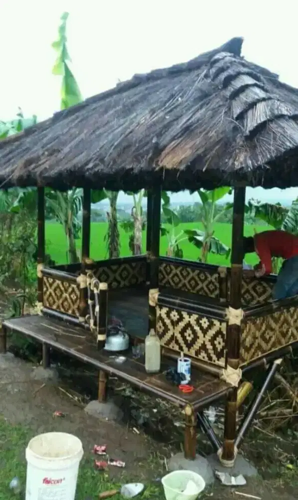 Saung bambu atap ijuk ukuran 2x3 harga satuan 9jt
