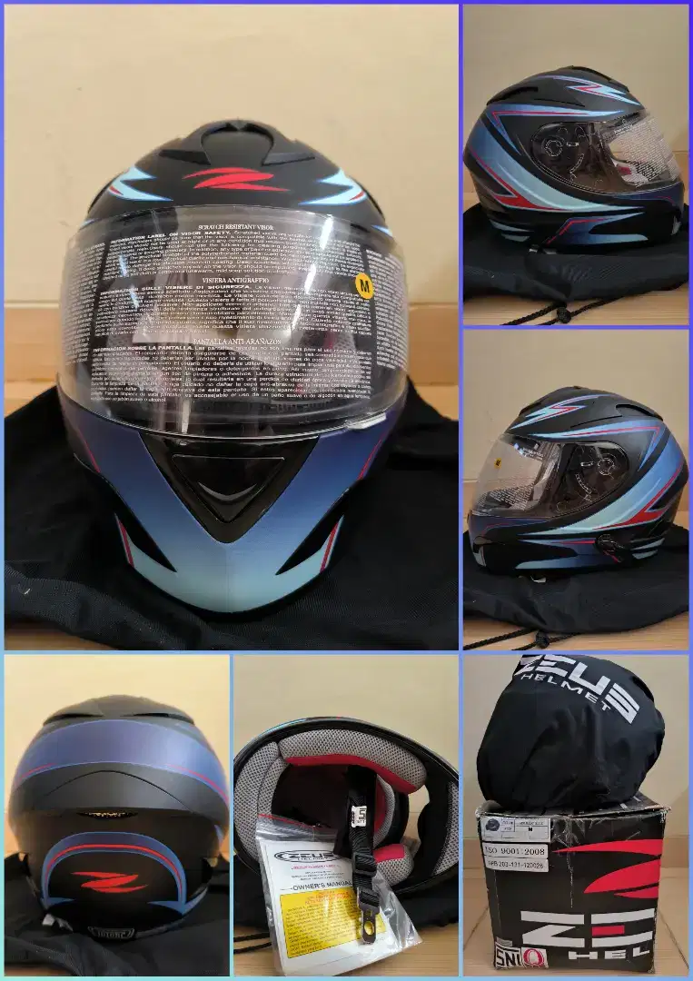 Helm Zeus ZS-806 Matt Black Blue size M