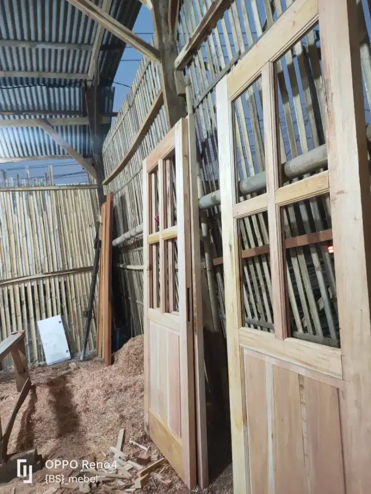 1 seat kusen pintu kayu meranti