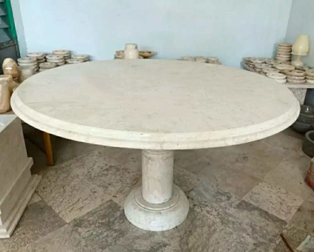 Meja Makan Batu Marmer Bundar